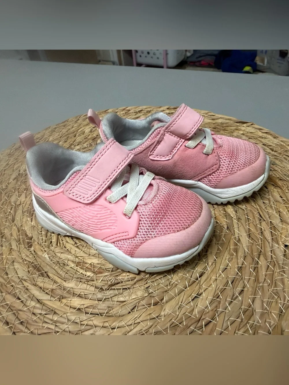 Cat & Jack Pink Hook-and-Loop Mesh Sneakers